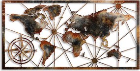 World Map Large - 3 fém világtérkép faldekoráció