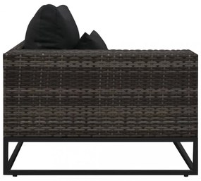 5 részes szürke polyrattan kerti bútorszett párnákkal