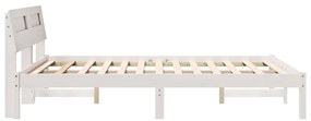 Ágykeret LED -es lámpákkal Fehér 140 x 190 cm Tömör fenyőfa