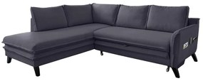Charming Charlie L antracit kinyitható sarokkanapé, bal oldali - Miuform