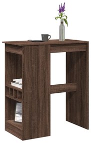 barna tölgy szerelt fa bárasztal tárolókkal 90x47,5x103,5 cm