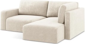 Krémszínű zsenília kinyitható-tárolóhelyes sarokkanapé (jobb oldali-L alakú) Kona – Makamii