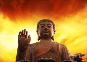 Kép - Buddha piros és sárga háttérrel (70x50 cm)