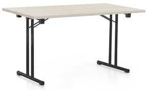 Összecsukható asztal 140 x 80 cm, fekete lábak, fehér kőris