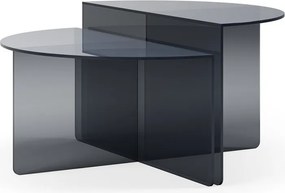 Szürke üveg kerek dohányzóasztal szett 2 db-os ø 80 cm Velta – MOME