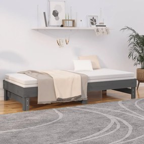 szürke tömör fenyőfa kihúzható kanapéágy 2x(80x200) cm