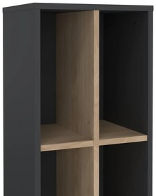 Antracitszürke-natúr színű könyvespolc tölgyfa dekorral 41x205 cm Sign – Tvilum