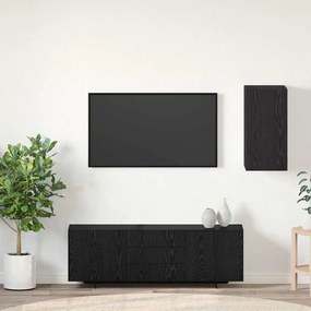Tárolós fali TV szekrény Falra szerelhető Musta tammi Faanyag