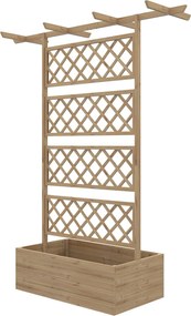 Outsunny virágtartó lejárat fával, mászó növényekhez, zöldségekhez, virágokhoz - előolajozott fenyőfa, méret: 160L x 55Sz x 183Ma cm, természetes fa h