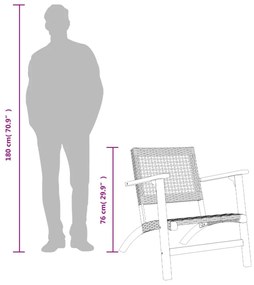 2 db fekete polyrattan és akácfa kerti szék