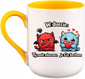Bögre Duettben Te idegesítesz engem Én szeretlek Valentin nap Sárga 330 coffee