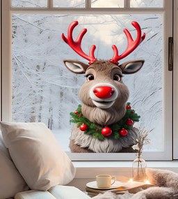 Dekoráció karácsonyi matrica Rudolf ablak üveg fal XL dekoráció