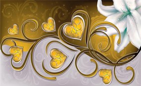 Fotótapéta Arany liliomok Szerelem Perspektíva Szív Elegancia 300x210 +ragasztó