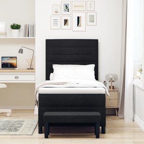 Box Spring Ágy Matraccal és Padlóval Fekete 100x200 cm Szövet