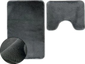 Fürdőszobaszőnyeg Csúszásgátló Lombok Puha Bolyhos Szürke Grafit 2 részes