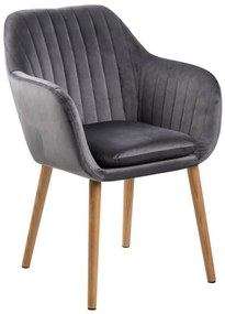 Emilia design karfás szék, sötétszürke bársony