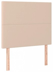 cappuccino színű műbőr ágykeret fejtámlával 90x190 cm