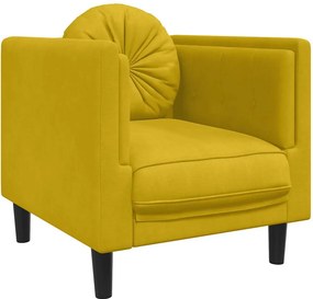 vidaXL sárga bársony kanapéfotel párnával