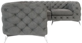 Szürke bársony sarokkanapé (jobb oldali-L alakú) Chelsea – Ropez