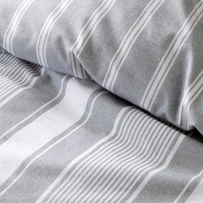 Szürke kétszemélyes flanel ágyneműhuzat 200x200 cm Ticking Stripe – Bianca