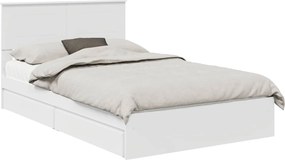 vidaXL Tárolós Ágy fejtámlával fiókkal Fehér 120 x 190 cm Faanyag