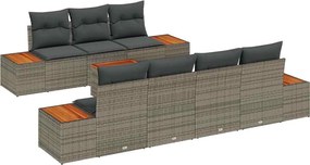 vidaXL Kerti Kanapé Szett párnával tárolóval 8 pcs Szürke Poli rattan