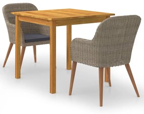 vidaXL 3 részes barna kerti étkezőgarnitúra