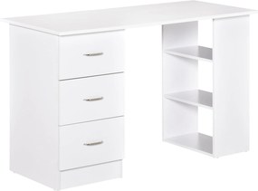 HOMCOM Tárolós Íróasztal, Számítógép Asztal 120 x 50 cm, Íróasztal Polcokkal és Fiókokkal, Kisebb Terekhez, Hálószobába, Fehér | Aosom