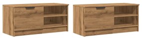 2 db barna tölgy színű szerelt fa TV-szekrény 80x35x36,5 cm