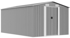 vidaXL szürke fém kerti fészer 257 x 392 x 181 cm