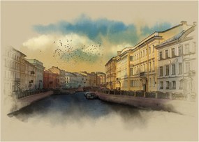 Kép - Moyka, folyó, St. Petersburg, Oroszország (üvegen) (70x50 cm)