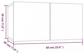 4 db szürke sonoma színű szerelt fa fali TV-szekrény 60x30x30cm
