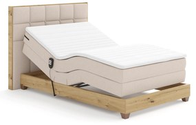 Elektromos állítható ágy, boxspring, bézs/artisan tölgy, 120x200, TIANA