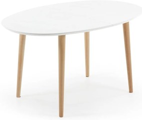 Fehér bővíthető étkezőasztal fehér asztallappal 90x140 cm Oqui – Kave Home