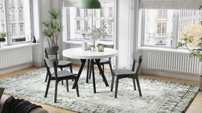 Mazzoni VITO Fehér Matt/fekete lábak - LOFT/IPARI STÍLUSÚ 310 cm-re BŐVÍTHETŐ NAGY KEREK ASZTAL Ø110 Y LÁBAKKAL
