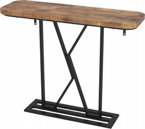 Keskeny 110 cm-es konzolasztal fa asztallappal és fém kerettel