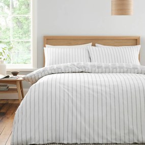 Szürke kétszemélyes pamut ágyneműhuzat 200x200 cm Ashford Stripe – Bianca