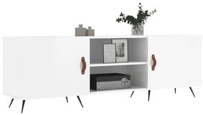 fehér magasfényű szerelt fa TV-szekrény 150x30x50 cm