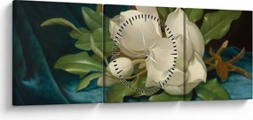Kép - Martin Johnson Heade, Giant Magnolias on a Blue Velvet Cloth, reprodukciók (órával) (90x30 cm)