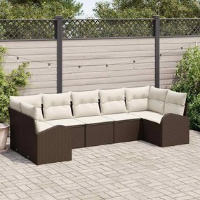 vidaXL Kerti Kanapé Szett párnával 7 pcs Barna Poly Rattan