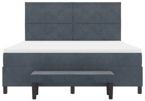 Box Spring Ágy Matrac &amp; Pad Közép Szürke 180x200 cm Velúr