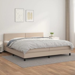 cappuccino színű műbőr rugós ágy matraccal 200 x 200 cm