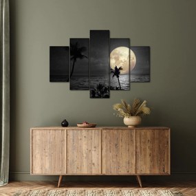 Kép - A strand a telihold alatt szürke tónusokkal (150x105 cm)