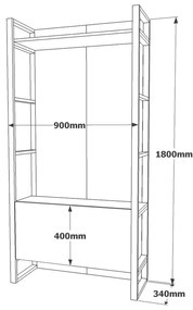 Natúr színű előszoba bútor borovi fenyő dekorral Yvette – Kalune Design