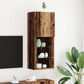 TV Szekrény LED Fényekkel Régi Fa 40,5x30x102 cm