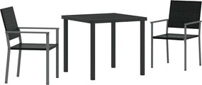 vidaXL Kert étkező szett 3 pcs Fekete PE Rattan