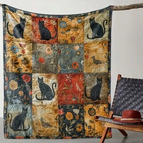 Takaró takaró színes Macskák Cica macska virágok puha meleg pléd Boho 150x200cm