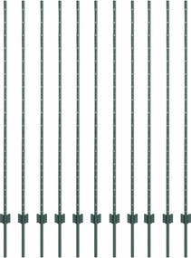 vidaXL Kerítésoszlop 11 pcs Zöld 150 cm Acél