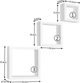 Polcok, 3 db, fehér, KVADRO New DR-WS-6103