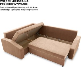 Grande Plus sarokkanapé, baloldali, szövet anyag, barna